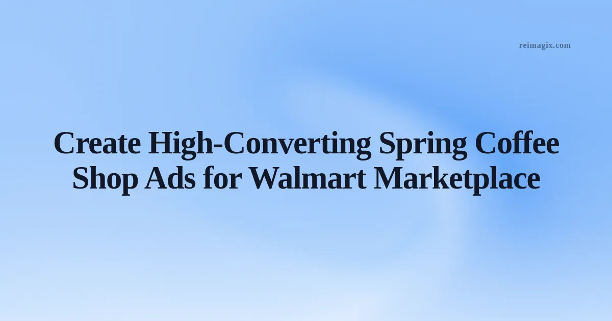 Barista preparing coffee with spring flowers while a Walmart Marketplace ad dashboard is displayed on a laptop