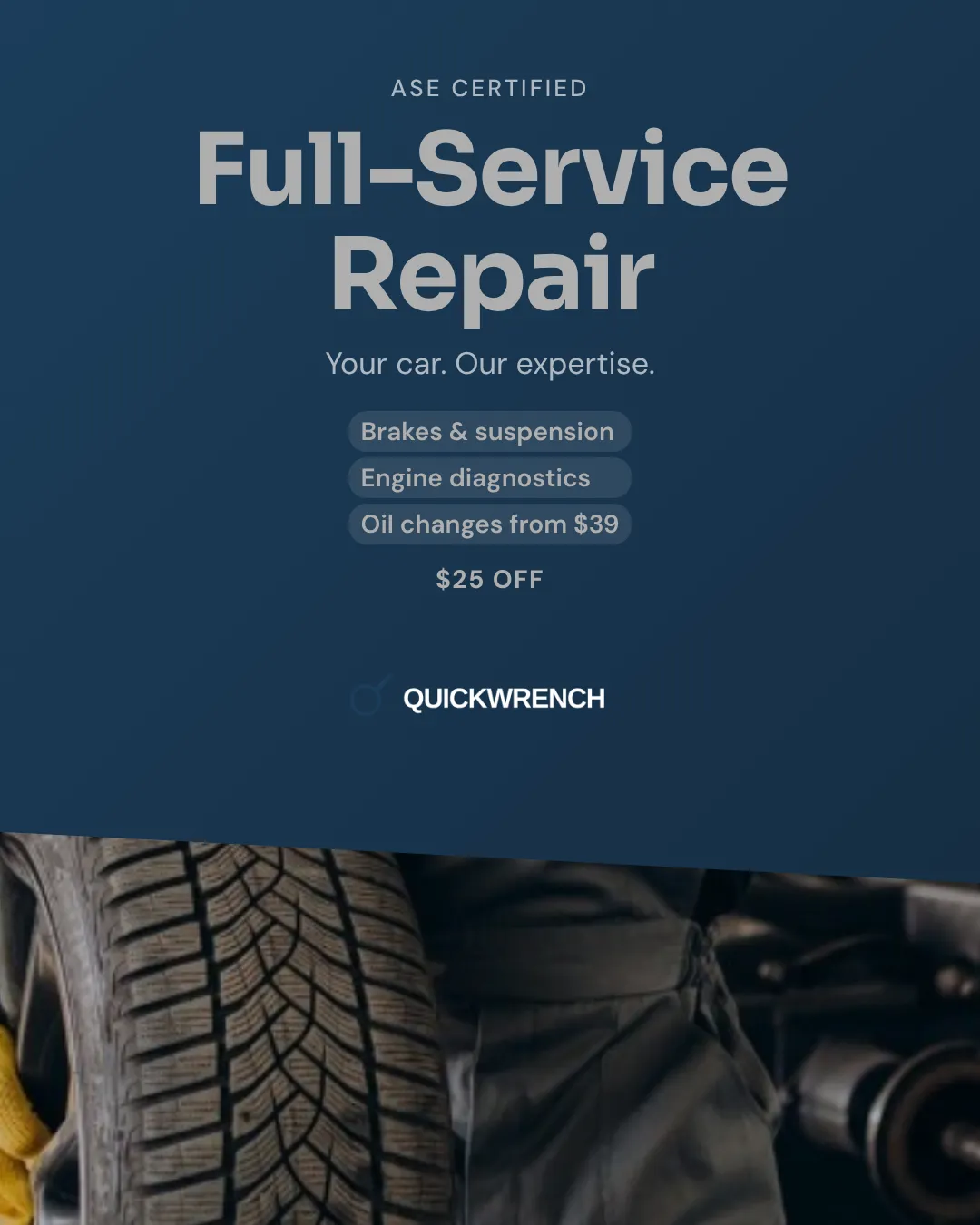 Auto Repair Instagram Portrait Diagonal Split Ad Example