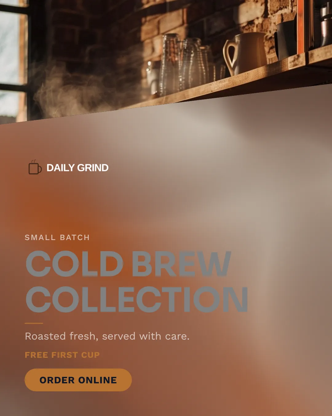 Coffee Shop Instagram Portrait Diagonal Split Ad Example