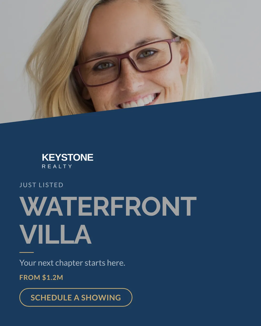 Real Estate Instagram Portrait Diagonal Split Ad Example