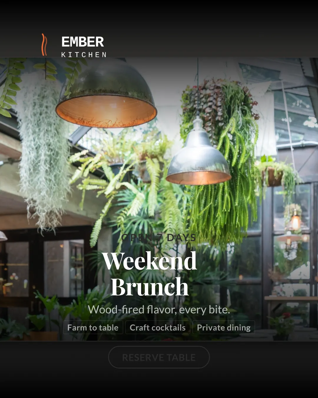 Restaurant Instagram Portrait Centered Hero Ad Example