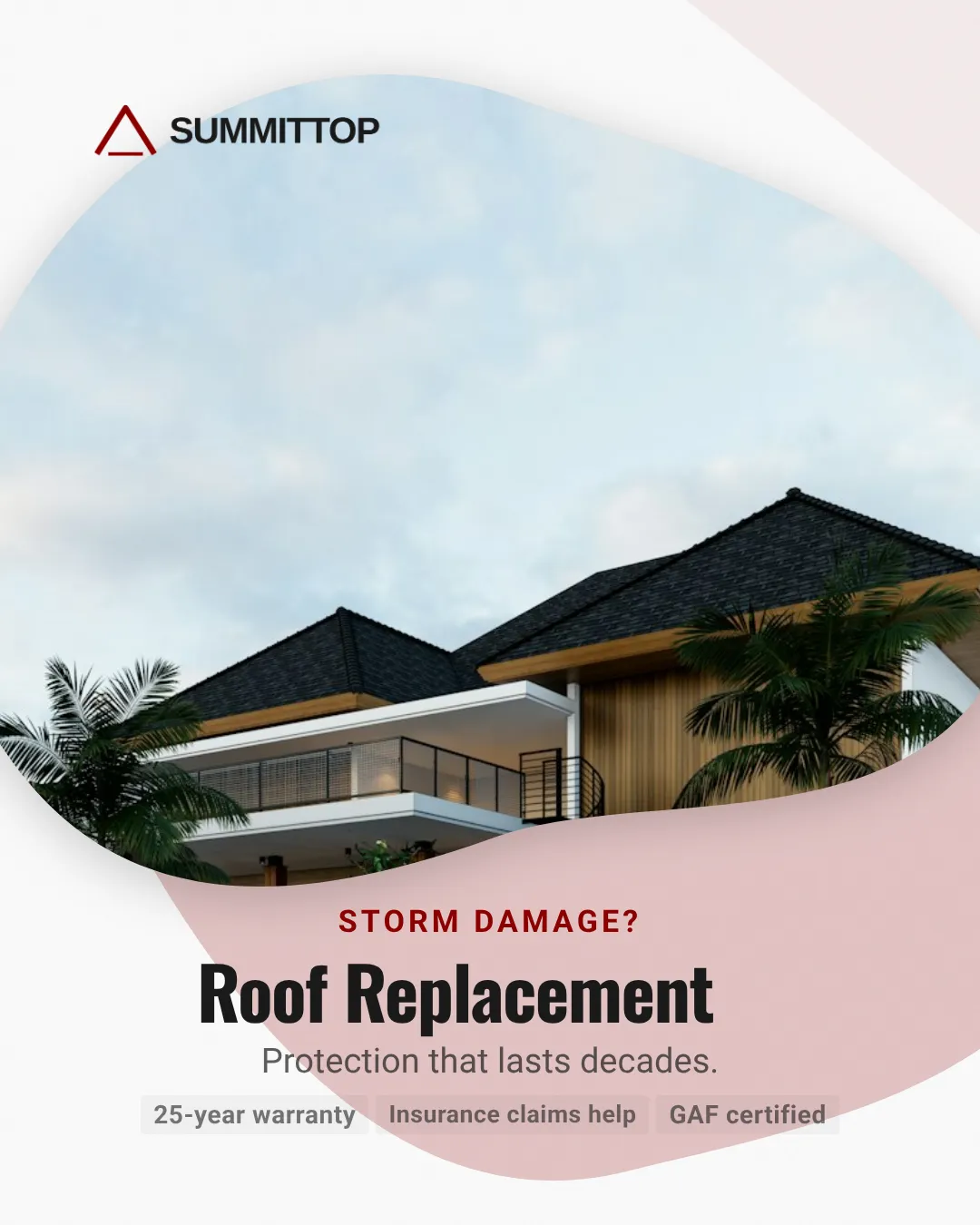 Roofing Instagram Portrait Centered Hero Ad Example