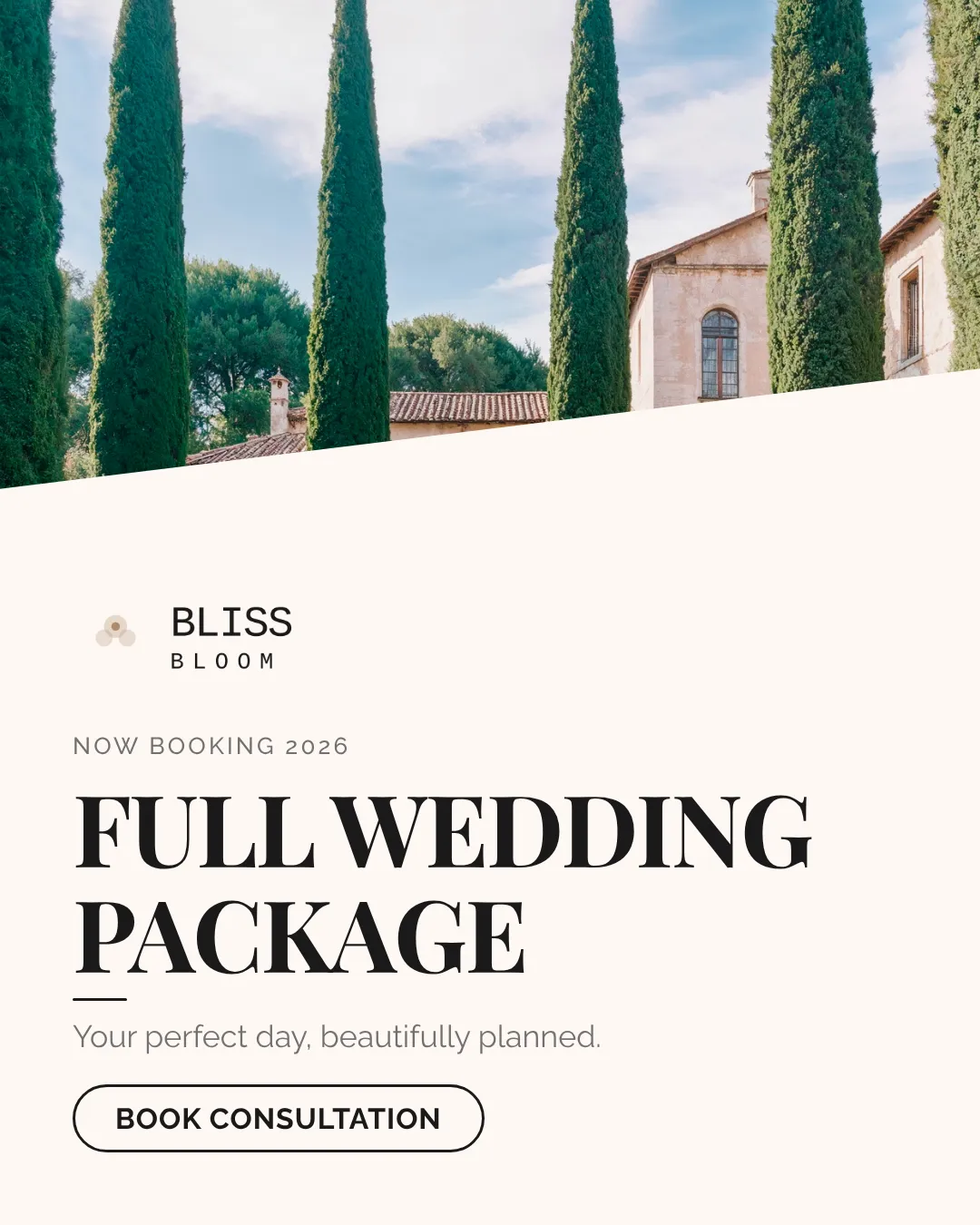 Wedding Instagram Portrait Diagonal Split Ad Example